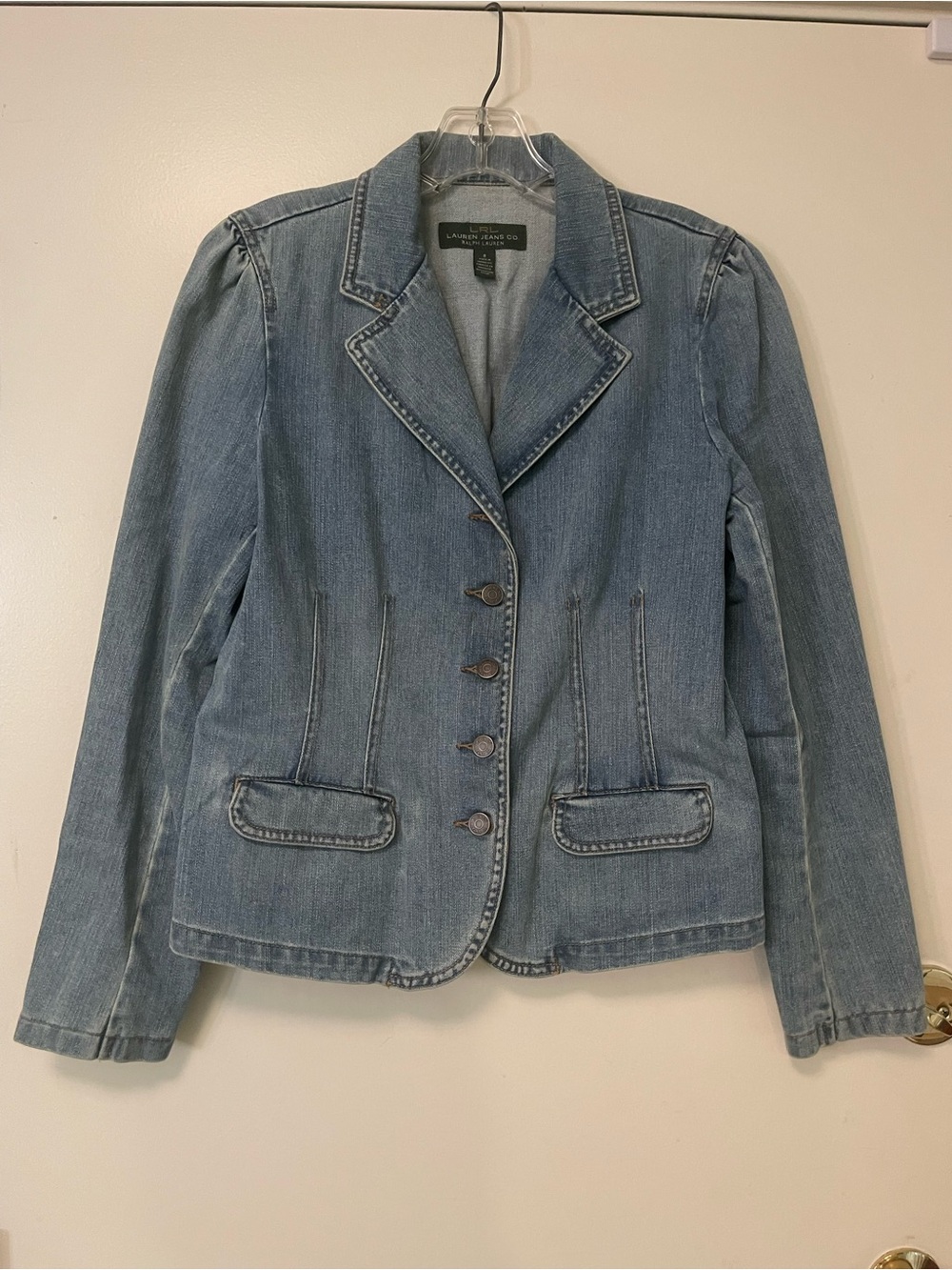 LN Lauren Ralph Lauren Light Blue Tailored Denim Blazer Jacket